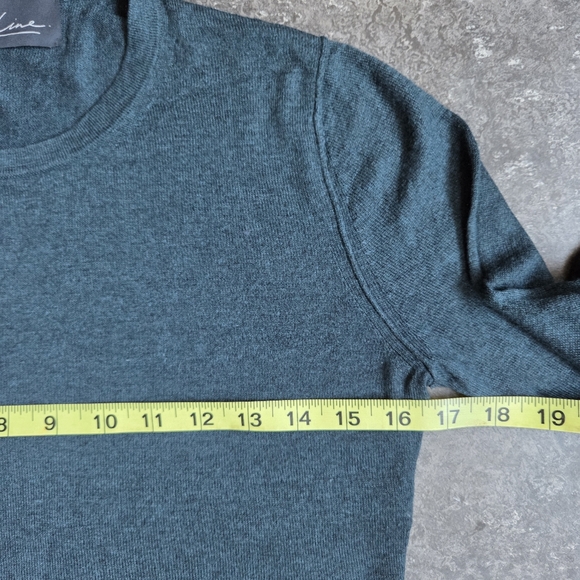 LINE EUC Cashmere Merino Extra Fine Knit Teal Long Sleeve Sweater Slim  XS - Picture 8 of 9